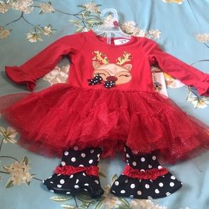 BABY girl size 18 month 2 piece holiday 2 piece set. Long sleeve dress &leggings
